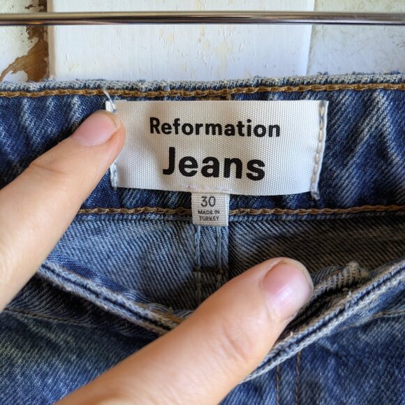 Reformation Cary High Rise Slouchy Wide Leg Jeans Color in Chesapeake Studded - Picture 4 of 4